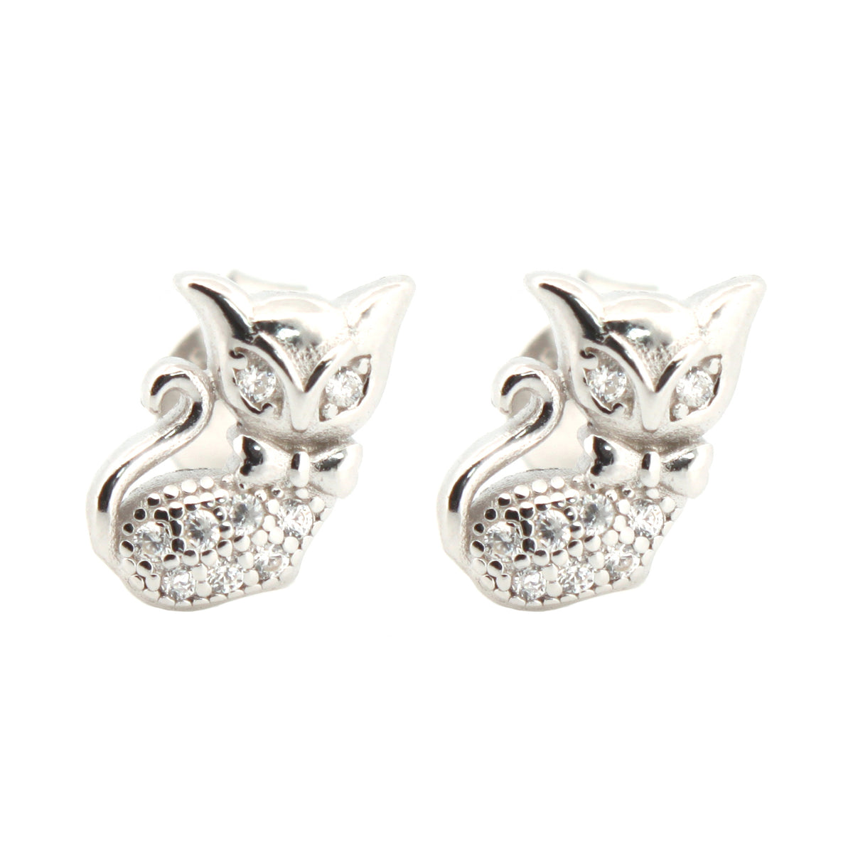 925 Silver Rhodium Plated Cubic Zirconia Set Studs