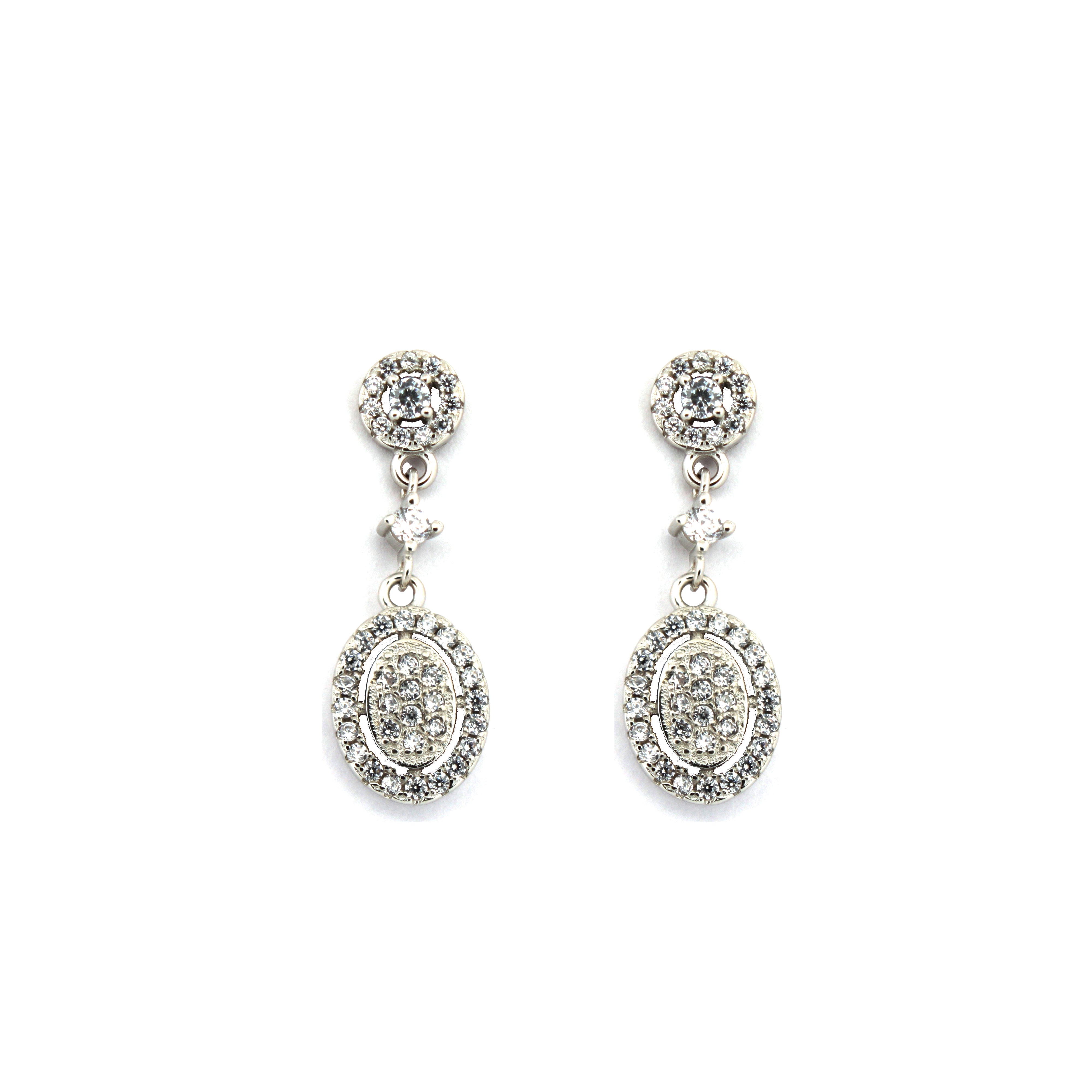 925 Silver Rhodium Plated Cubic Zirconia Set Studs