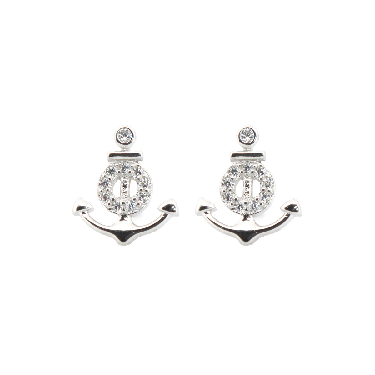 925 Silver Rhodium Plated Cubic Zirconia Set Studs