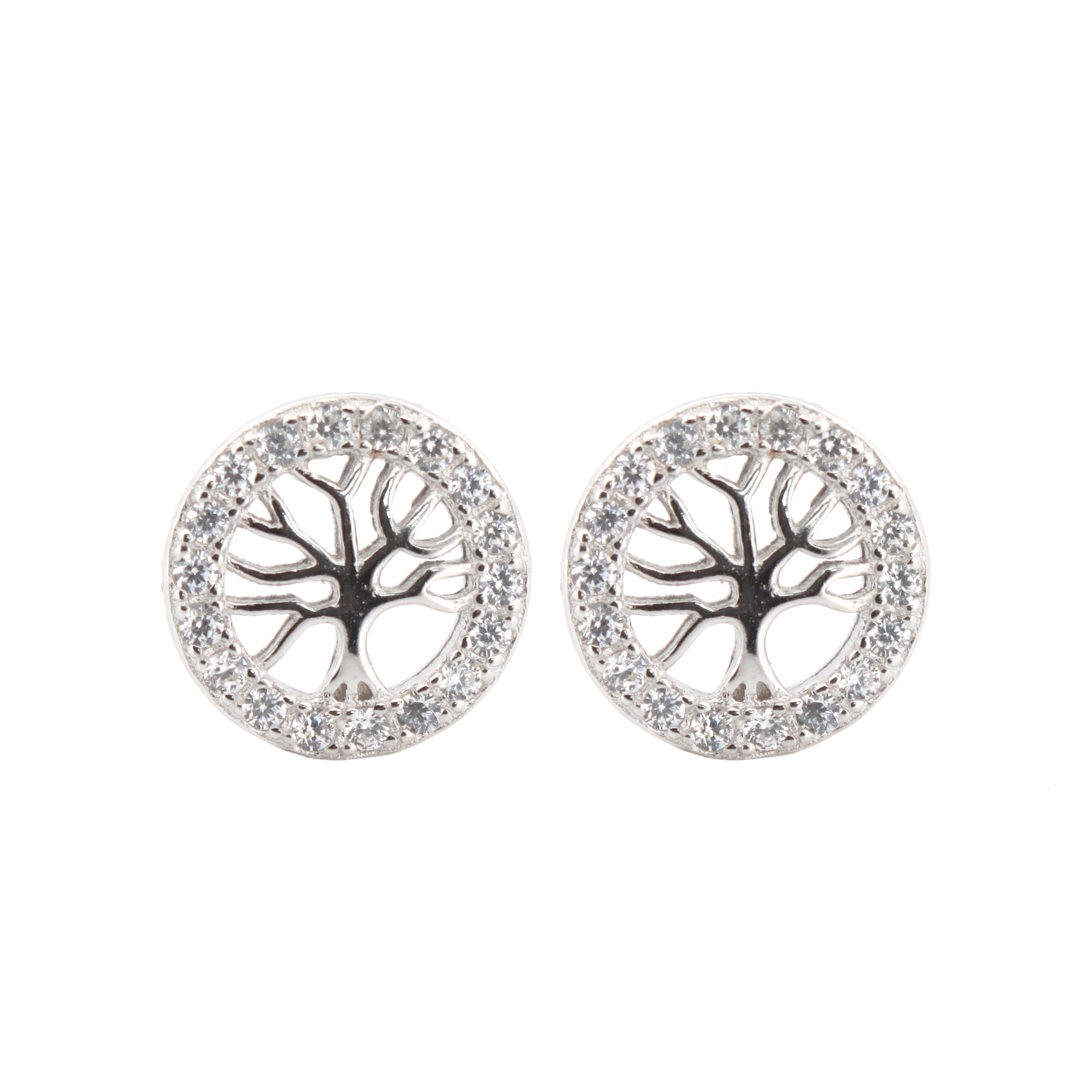 925 Silver Rhodium Plated Cubic Zirconia Set Studs