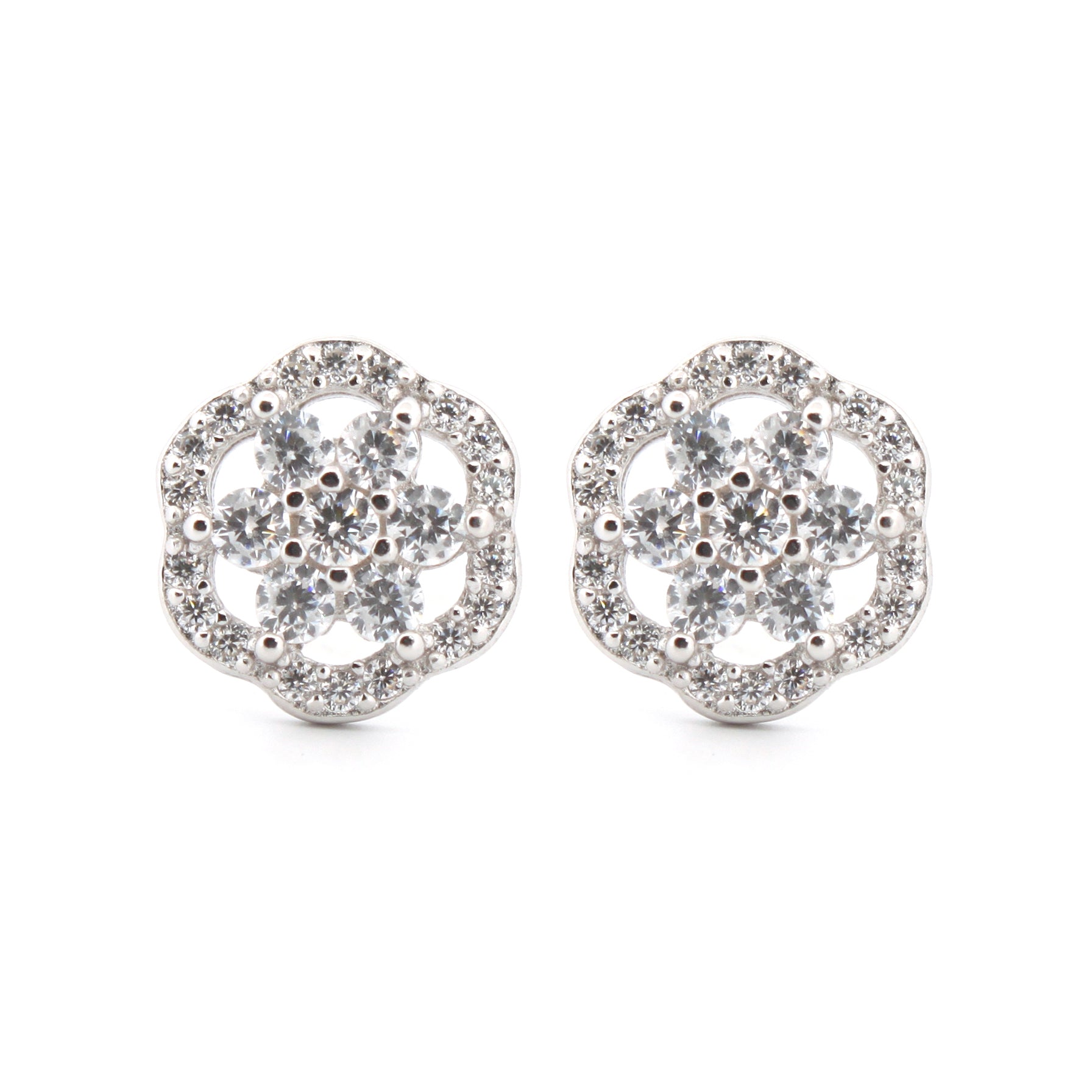 925 Silver Rhodium Plated Cubic Zirconia Set Studs