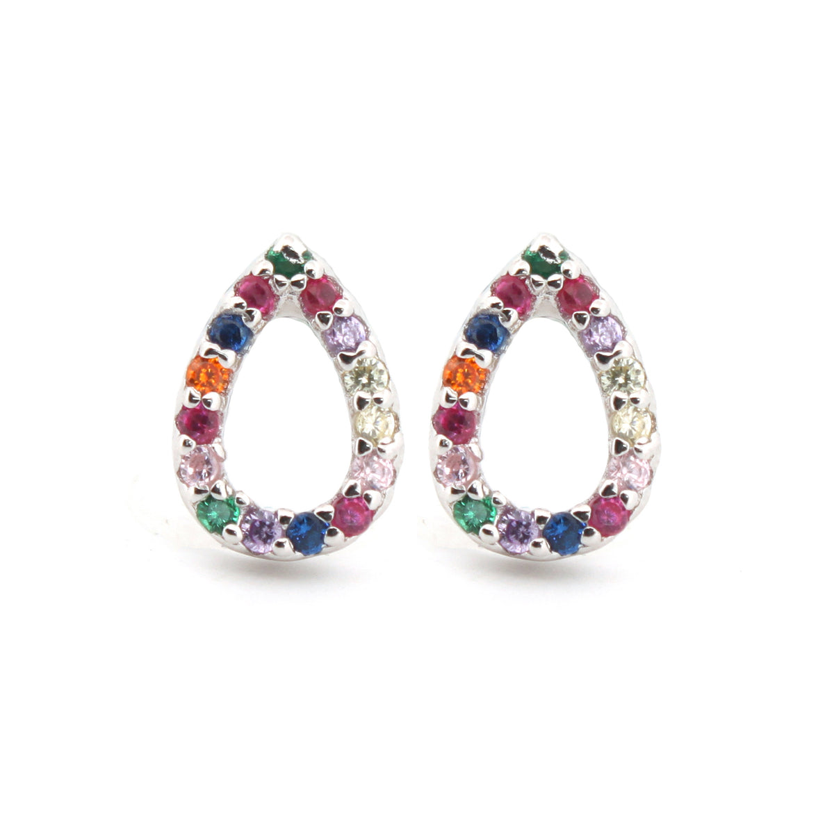 925 Silver Rhodium Plated Cubic Zirconia Set Studs