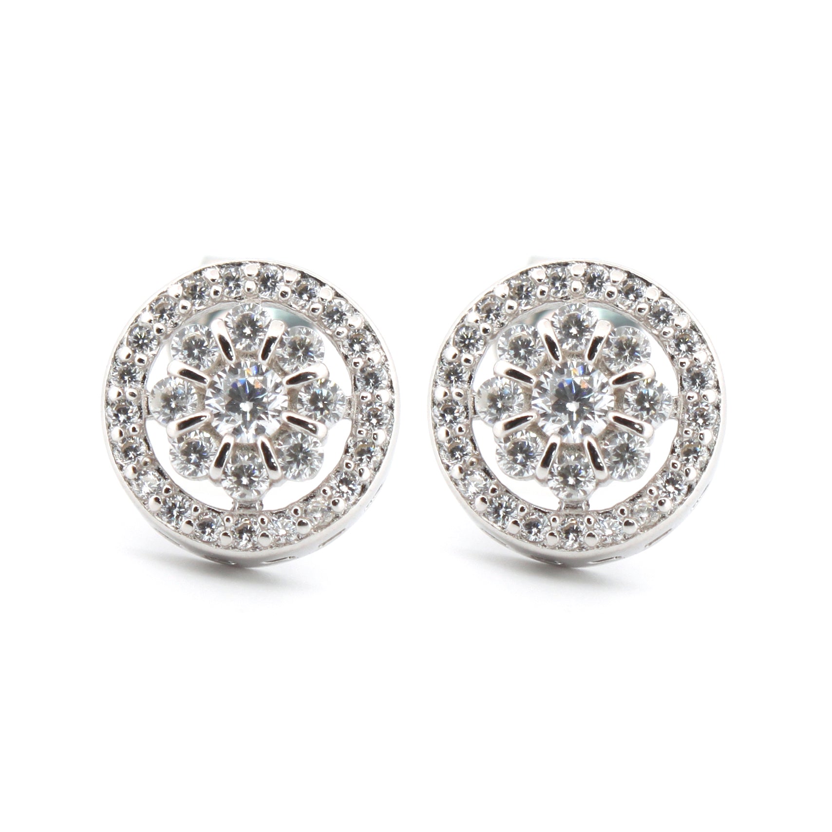 925 Silver Rhodium Plated Cubic Zirconia Set Studs
