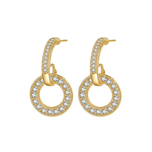 925 Silver 14ct Gold Plated Cubic Zirconia Set Studs