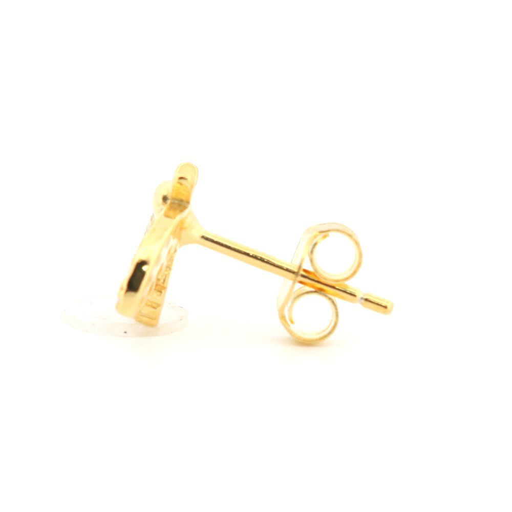 925 Silver 14ct Gold Plated Cubic Zirconia Set Studs