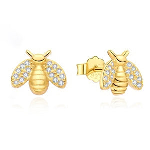 925 Silver 14ct Gold Plated Cubic Zirconia Set Studs