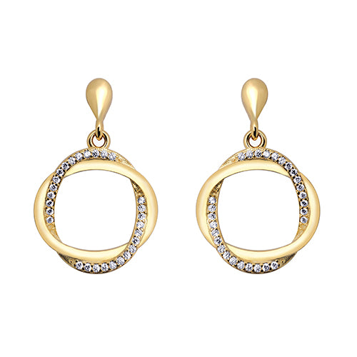 925 Silver 14ct Gold Plated Cubic Zirconia Set Studs
