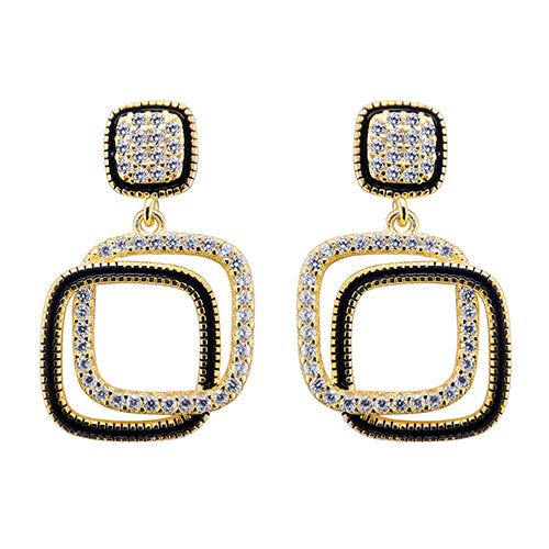 925 Silver 14ct Gold Plated Cubic Zirconia Set Studs