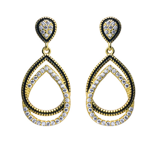 925 Silver 14ct Gold Plated Cubic Zirconia Set Studs