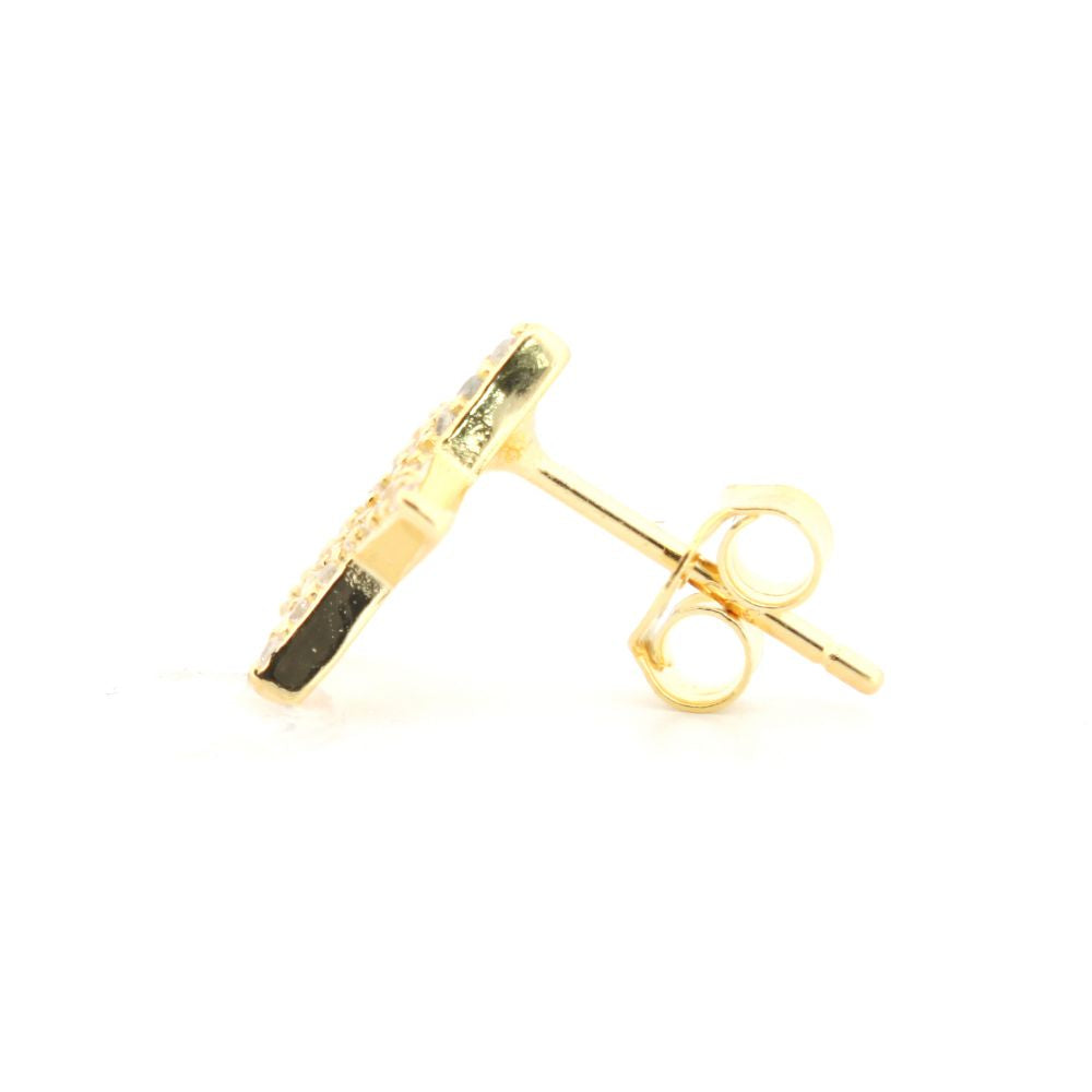 925 Silver 14ct Gold Plated Cubic Zirconia Set Studs