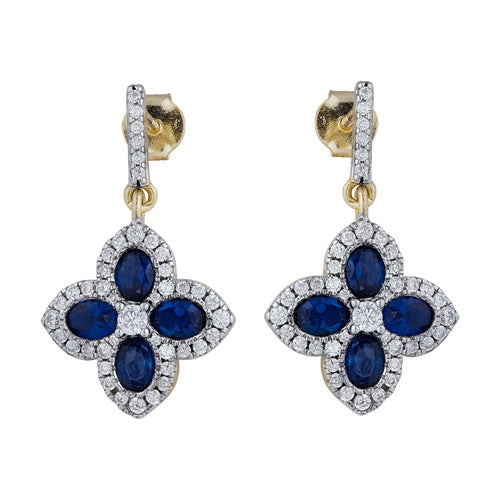 925 Silver 14ct Gold Plate Cubic Zirconia Set Clover Drops
