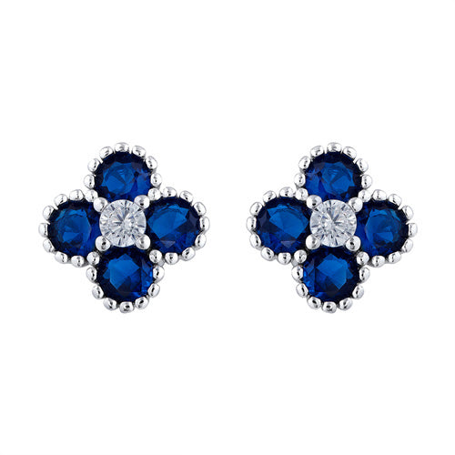 925 Silver Rhodium Cubic Zirconia Set Clover Studs