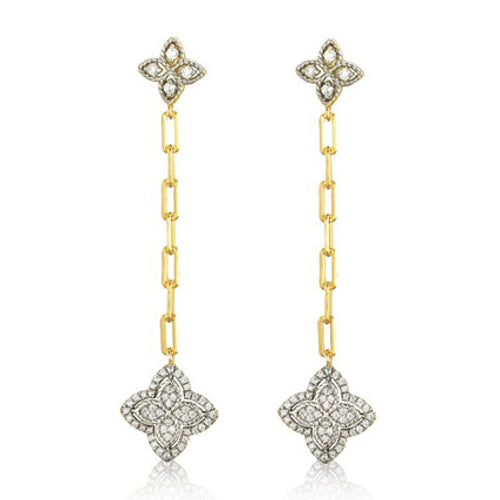 925 Silver 14ct Gold Plated Cubic Zirconia Set Clover Drops