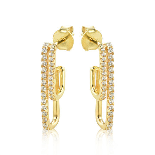 925 Silver 14ct Gold Plated Cubic Zirconia Set Stud Earrings