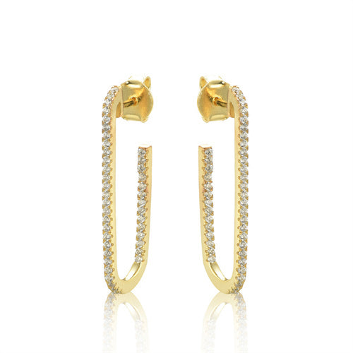925 Silver 14ct Gold Plated Cubic Zirconia Set Stud Earrings