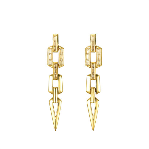AES241 | 925 Silver 14ct Gold Plated CZ Set Stud Drop Earrings