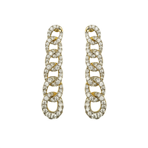 925 Silver 14ct Gold Plated Cubic Zirconia Set Stud Drop Earrings