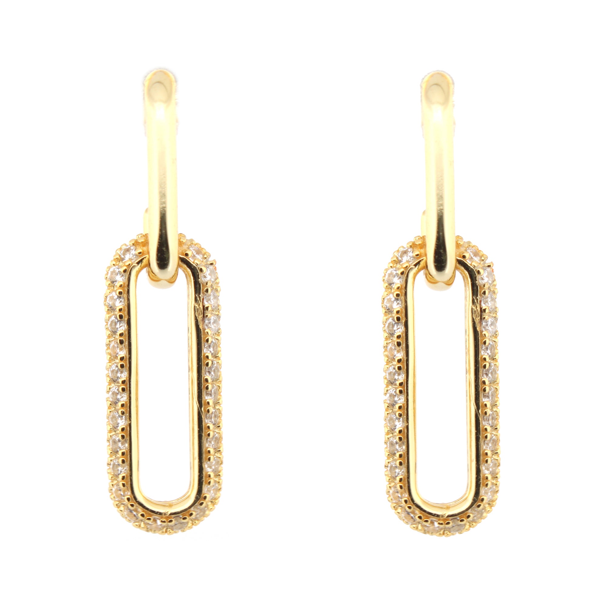 925 Silver 14ct Gold Plated Cubic Zirconia Set Stud Drop Earrings