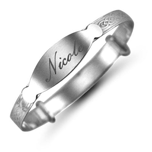 925 Silver Celtic Baby Expander ID Bangle