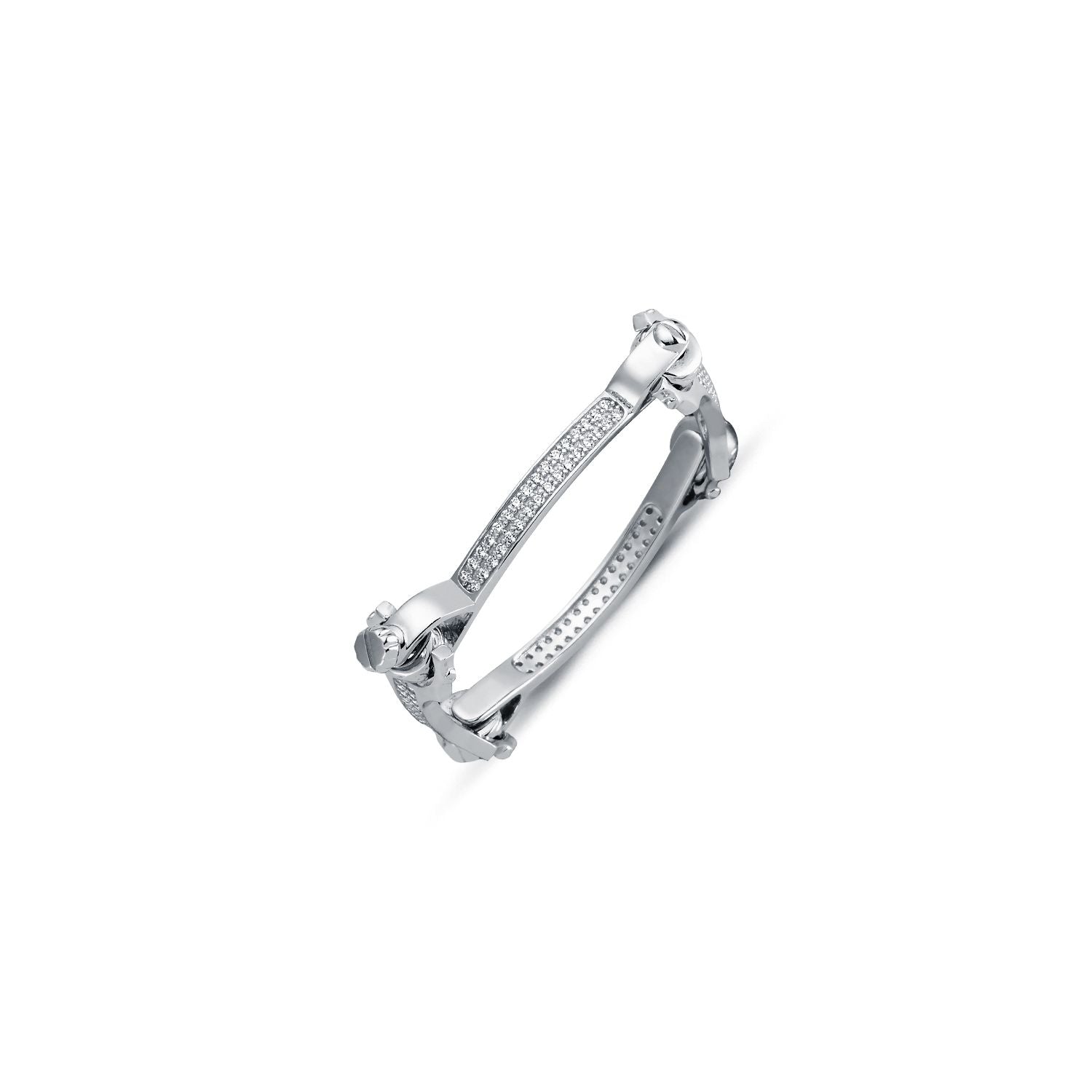 925 Sterling Silver Cubic Zirconia Set Spanner & Socket Bracelet Baby / Childrens Bangle
