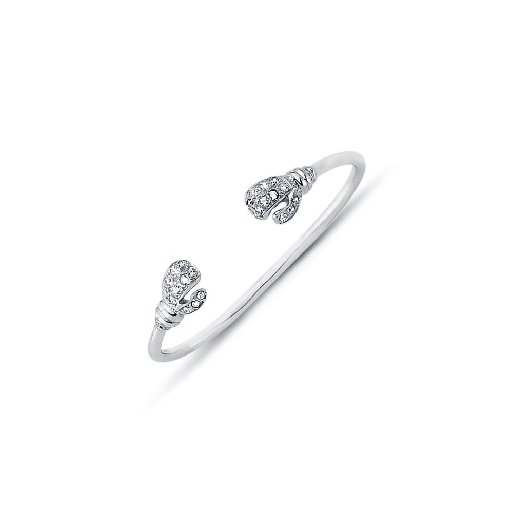925 Sterling Silver Cubic Zirconia Set Boxing Glove Baby / Childrens Bangle