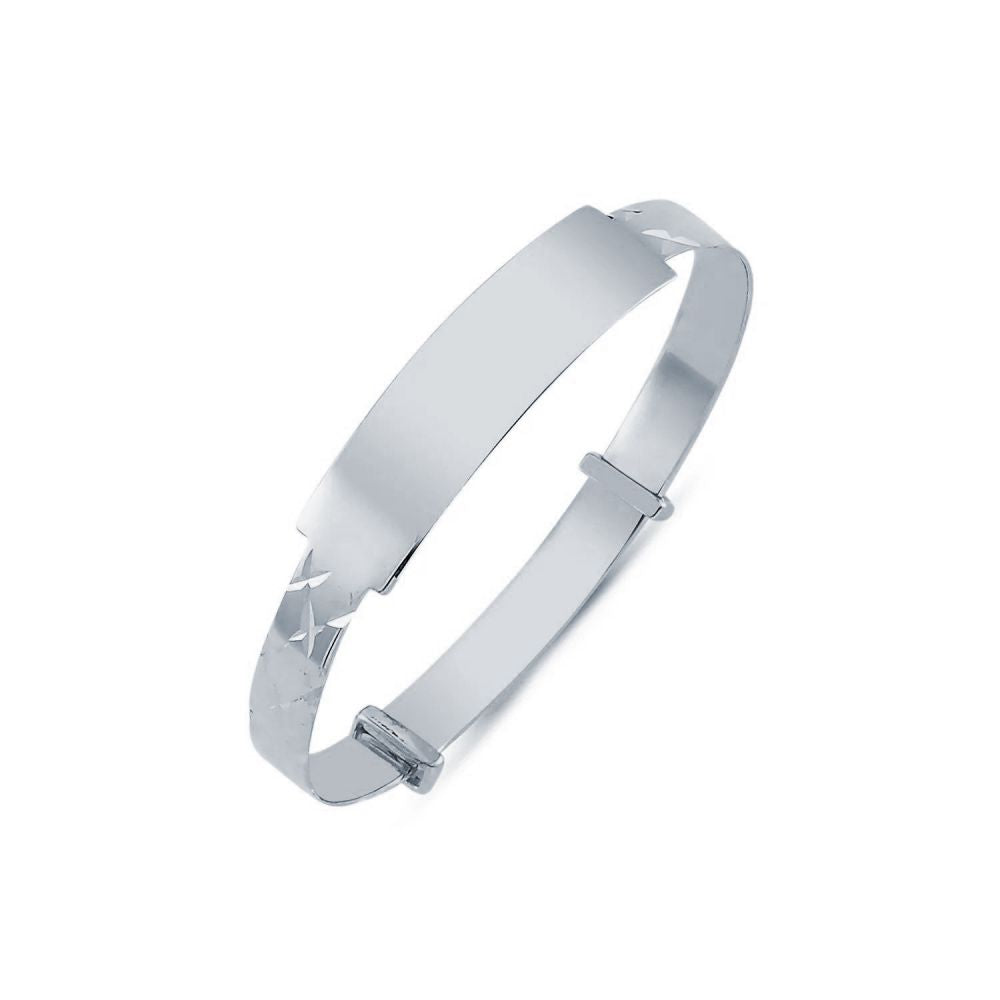 925 Silver Childs Diamond Cut ID Expander Bangle