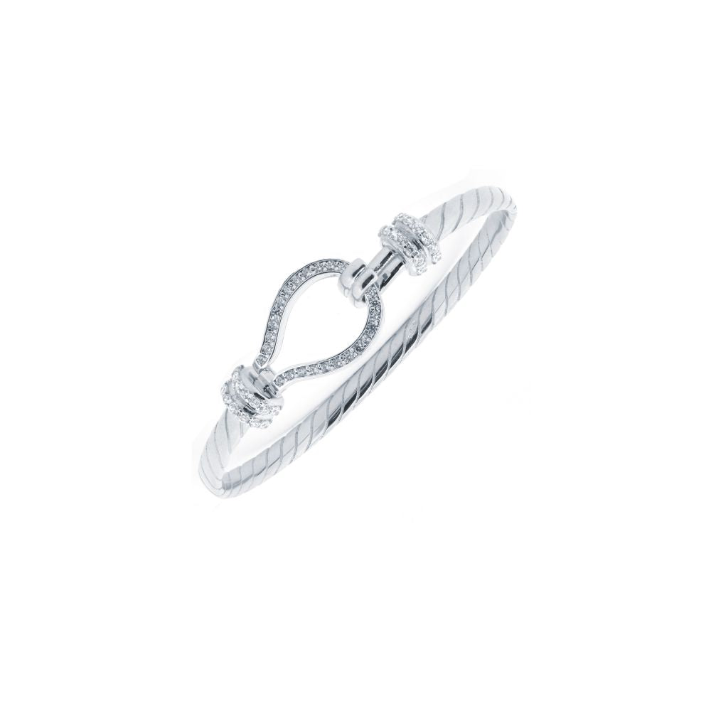 925 Silver Childs Cubic Zirconia Set Stirrup Bangle