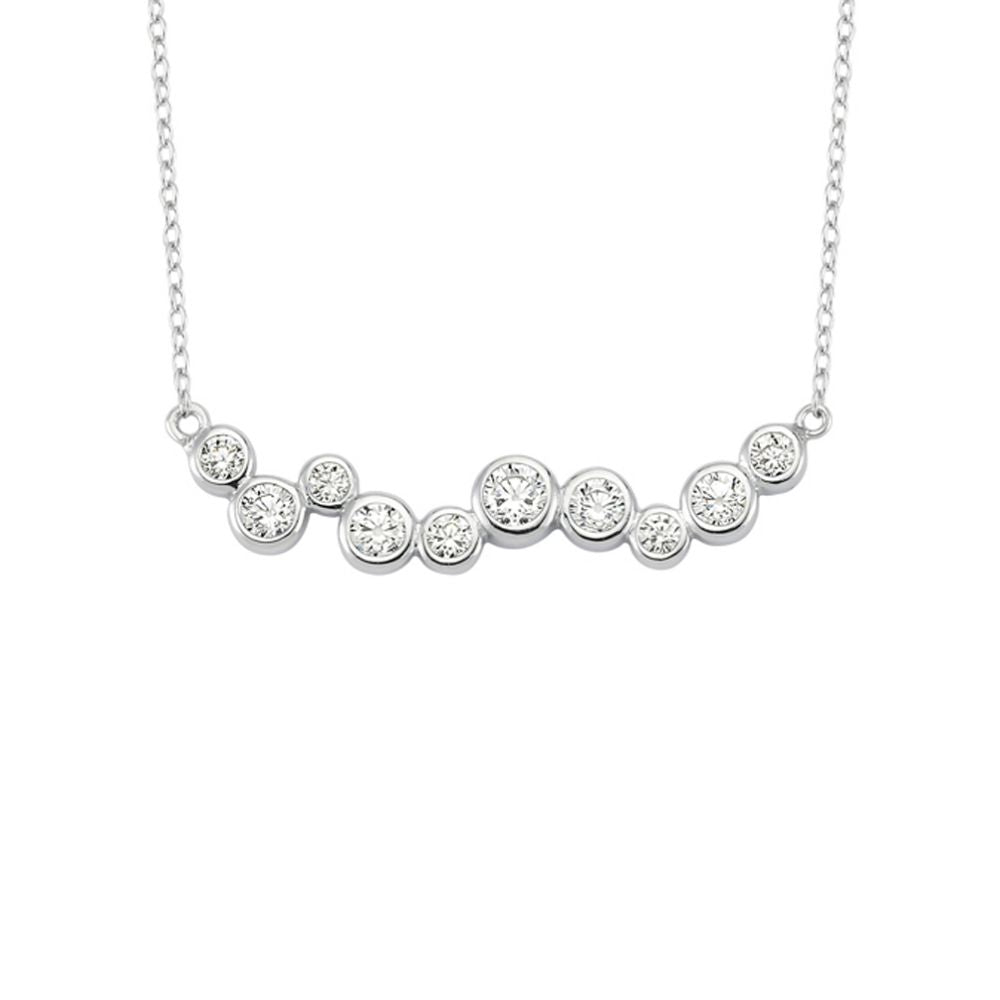 925 Silver Cubic Zirconia Set Pebble Necklace