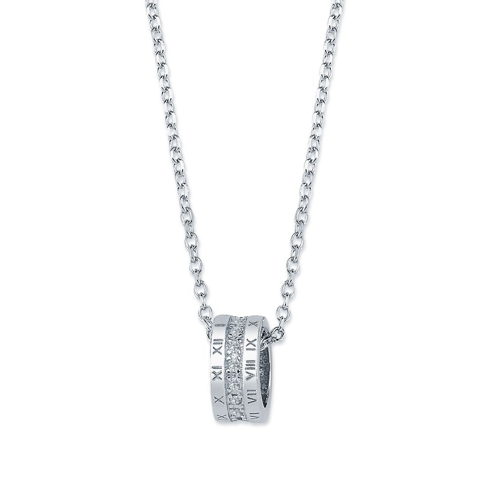 ANC068 | 925 Silver CZ Set Circle of Life Necklace