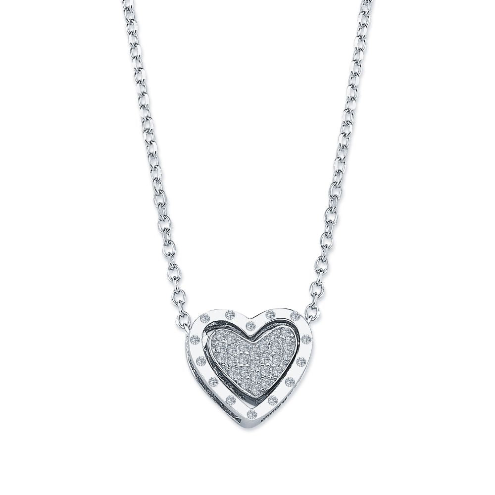 925 Silver Cubic Zirconia Set heart Necklace