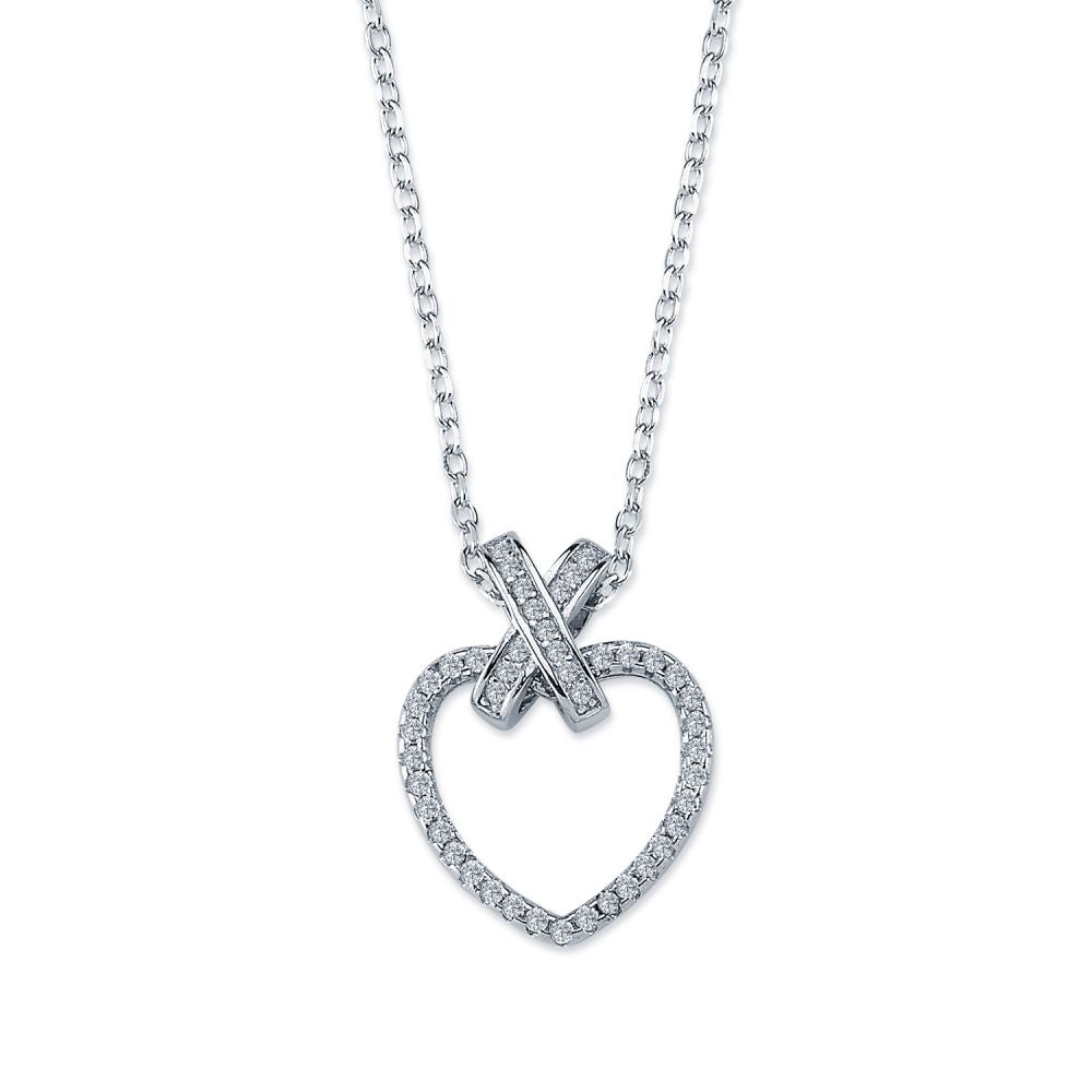 925 Silver Cubic Zirconia Set Heart Necklace