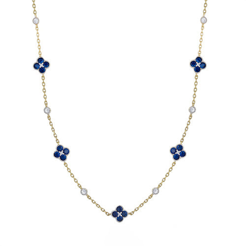 925 Silver 14ct Gold Plated Cubic Zirconia Set Clover Necklace