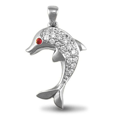 925 Silver Cubic Zirconia Dolphin Pendant
