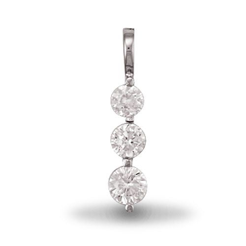 925 Sterling Silver Cubic Zirconia Trilogy Pendant