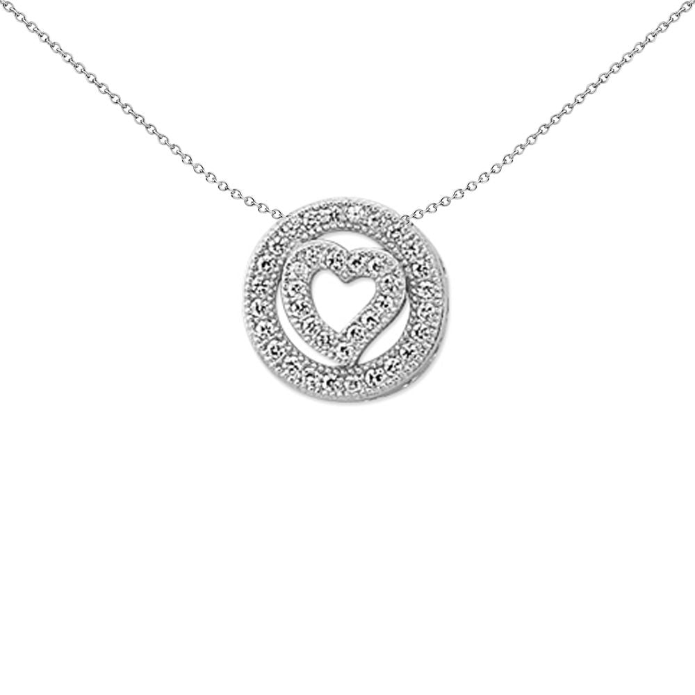 925 Silver Cubic Zirconia Heart in Circle Slider