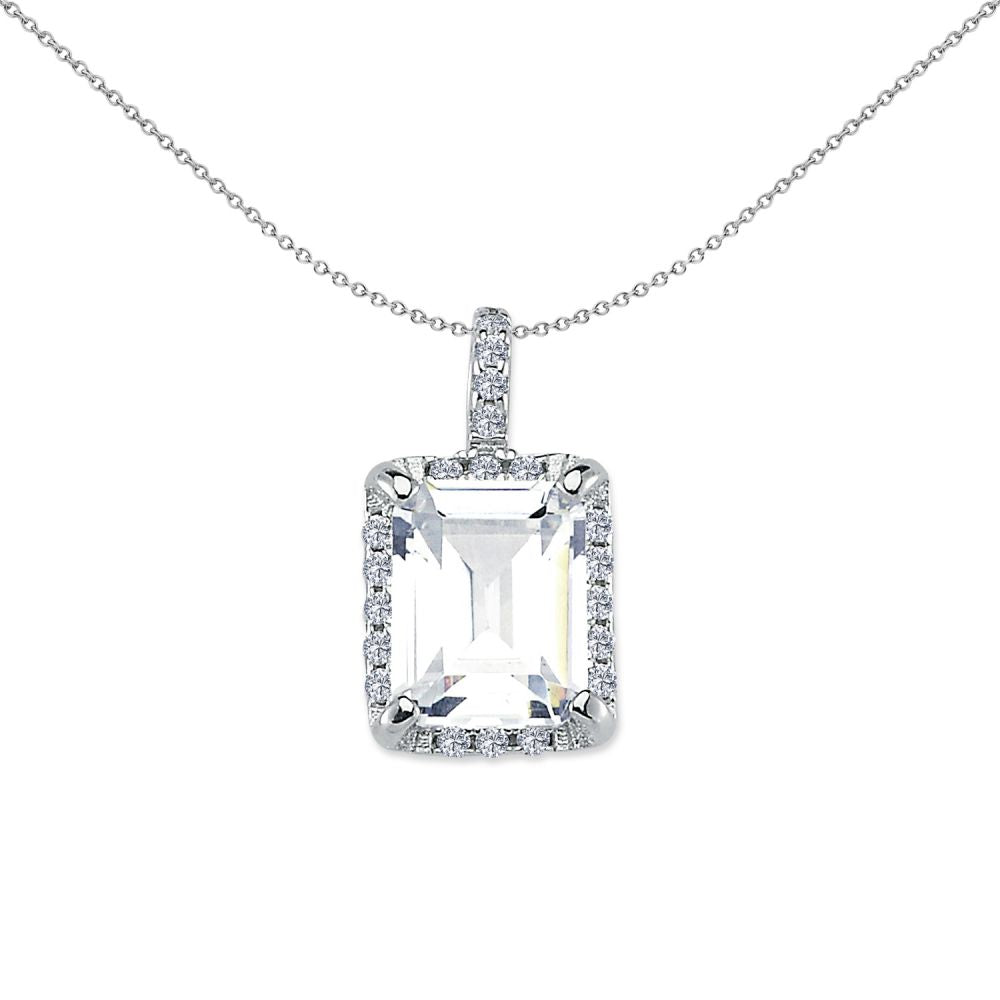 925 Silver Emerald Cut Cubic Zirconia Cluster Pendant
