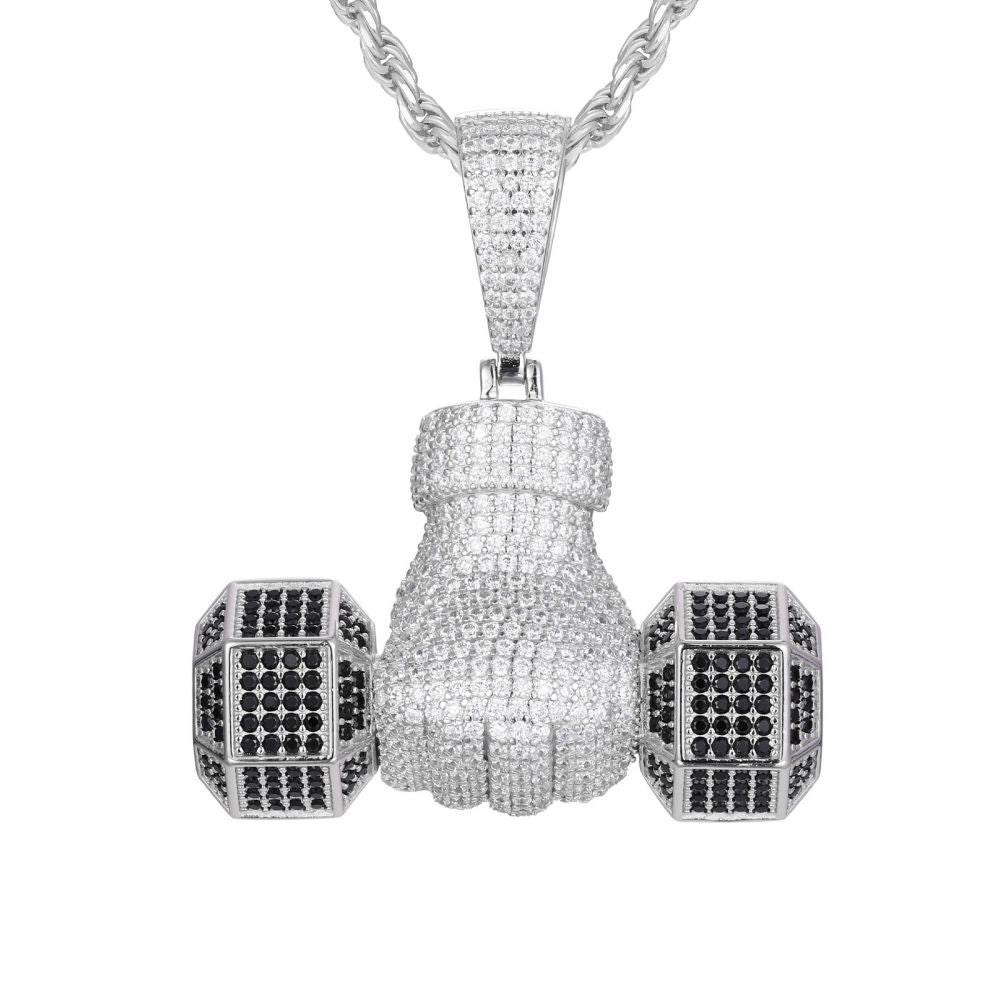 925 Silver Cubic Zirconia Set Dumbell Pendant