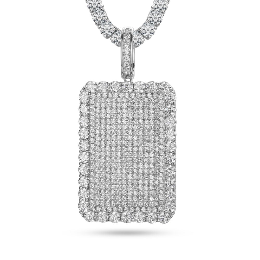 925 Silver Cubic Zirconia Set Dog Tag Pendant