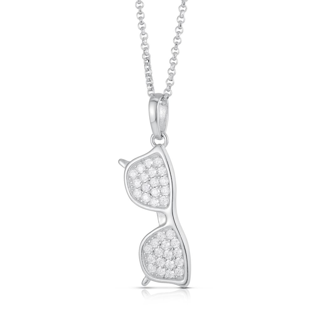 925 Silver Cubic Zirconia Set Sun Specs Pendant
