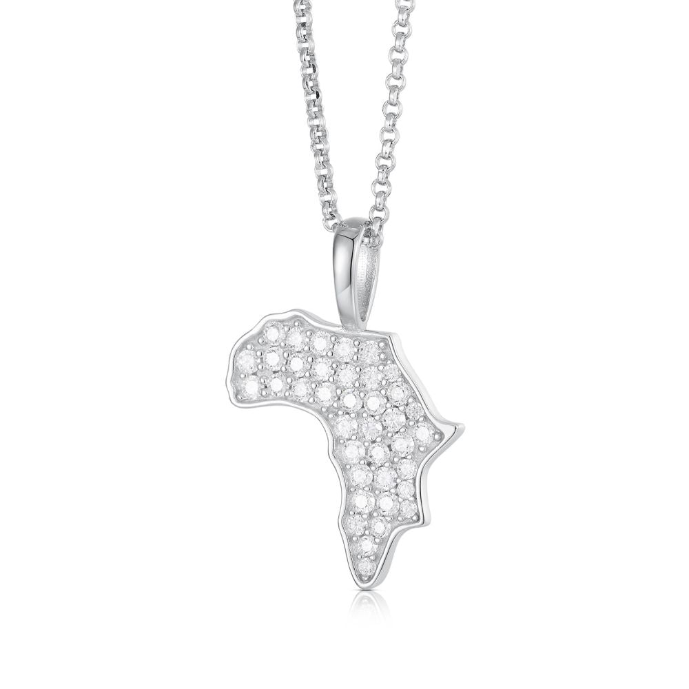 925 Silver Cubic Zirconia Set Africa Pendant