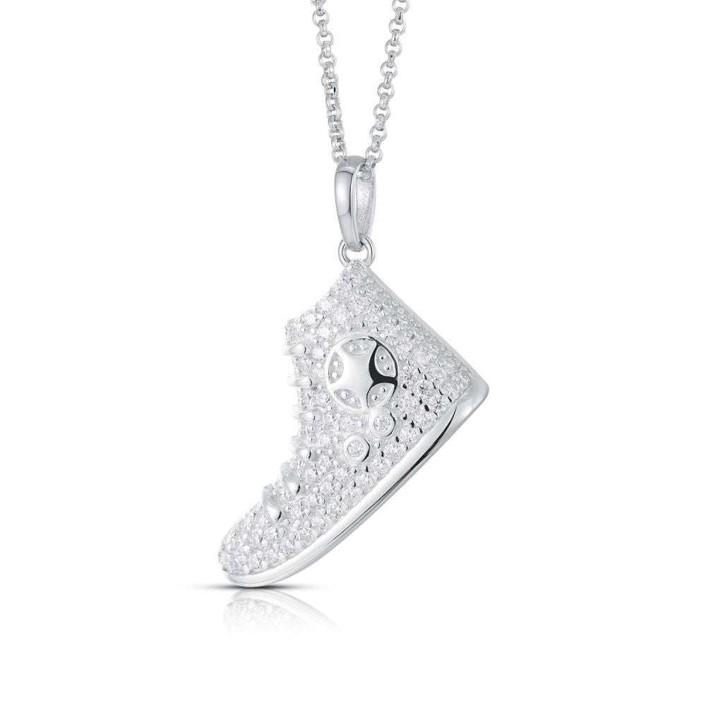 925 Silver Cubic Zirconia Set BasketBall Boot Pendant