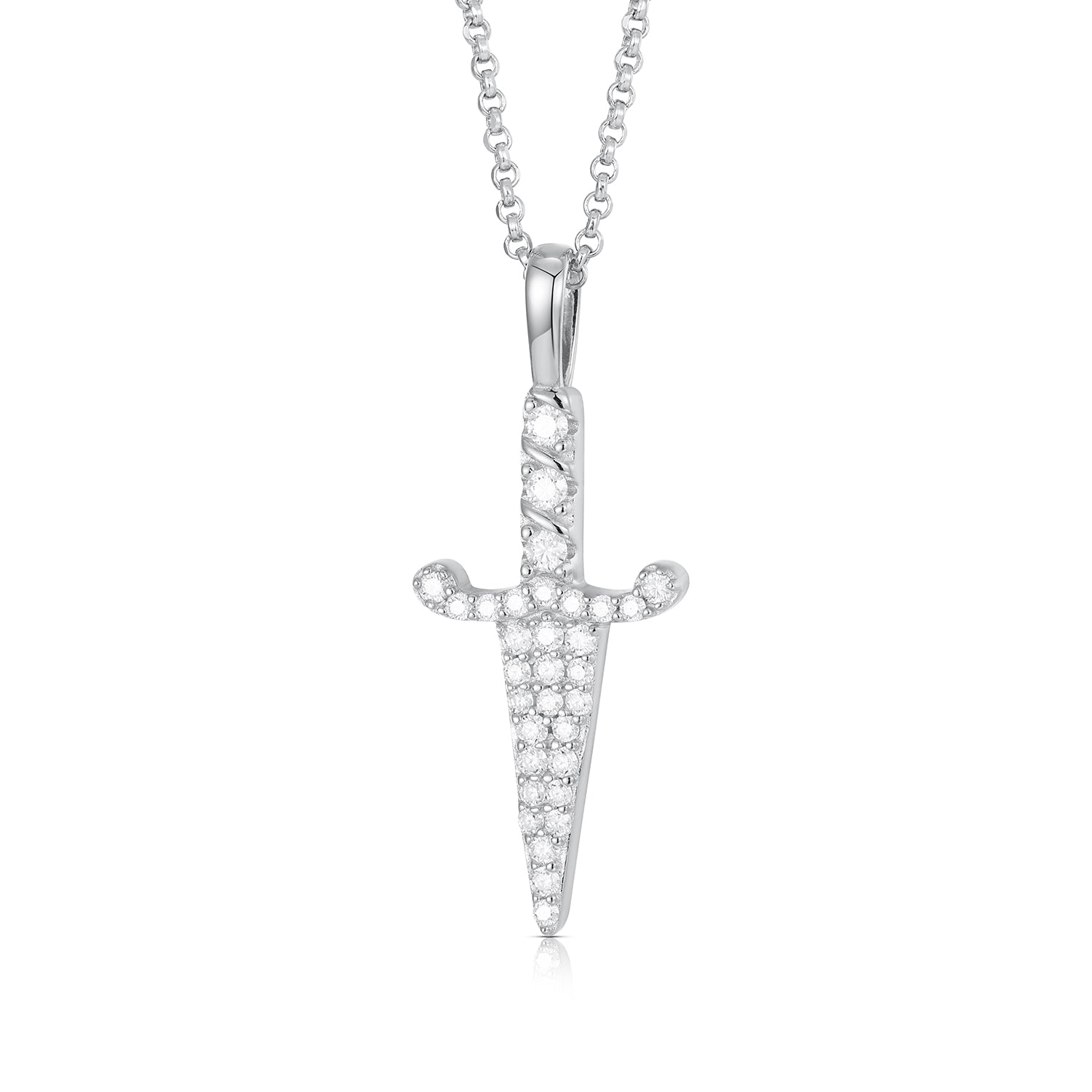 925 Silver Cubic Zirconia Set Dagger Pendant
