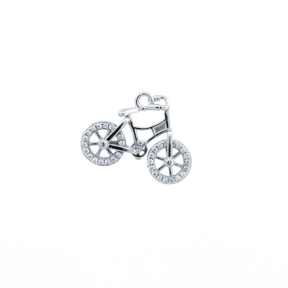 925 Silver Cubic Zirconia Set Bicycle Pendant