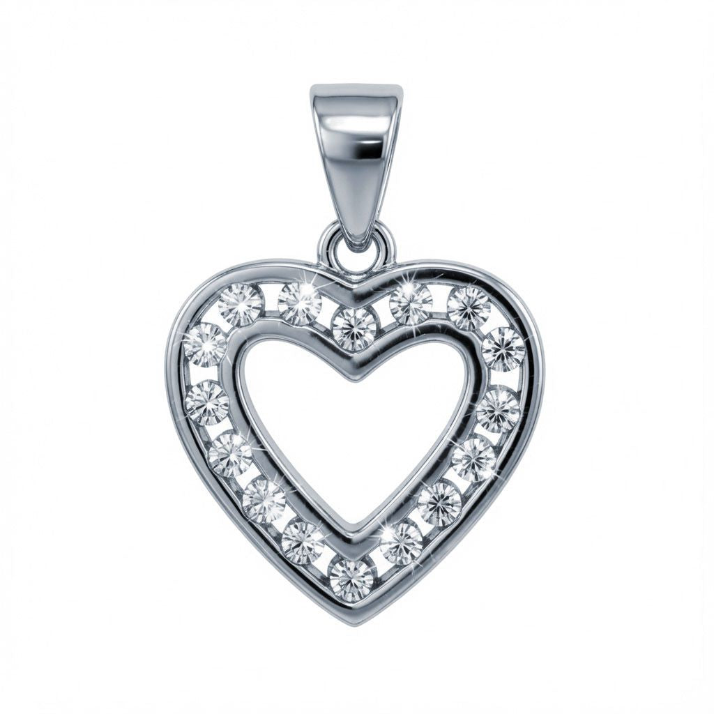 925 Silver Cubic Zirconia Set Heart Pendant