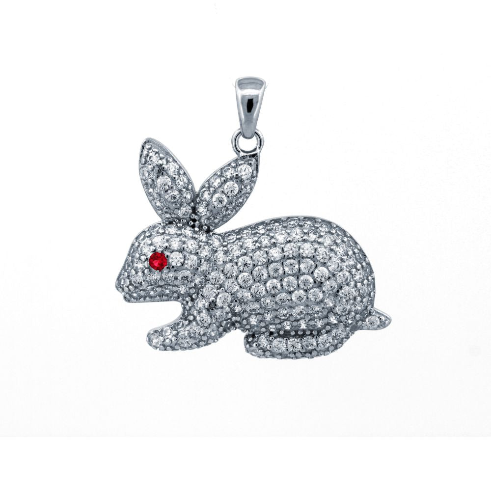 925 Silver Cubic Zirconia Set Rabbit Pendant