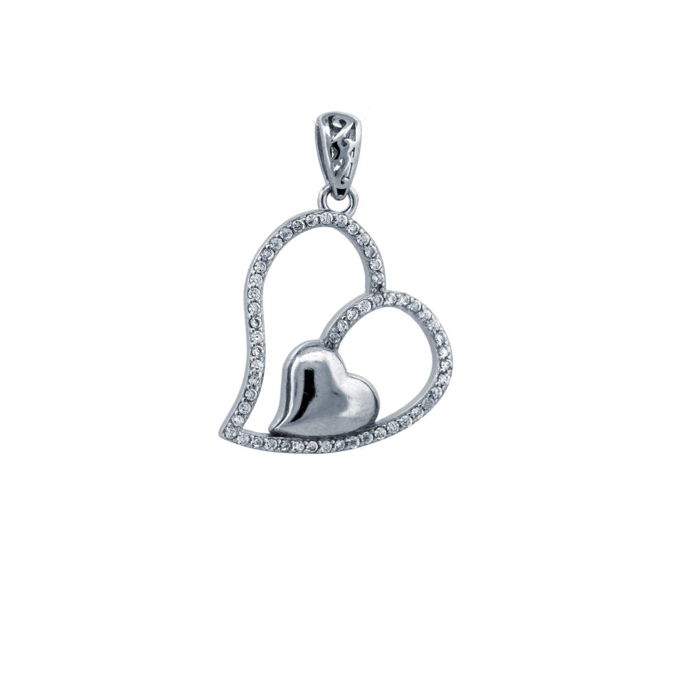925 Silver Cubic Zirconia Set Heart Pendant