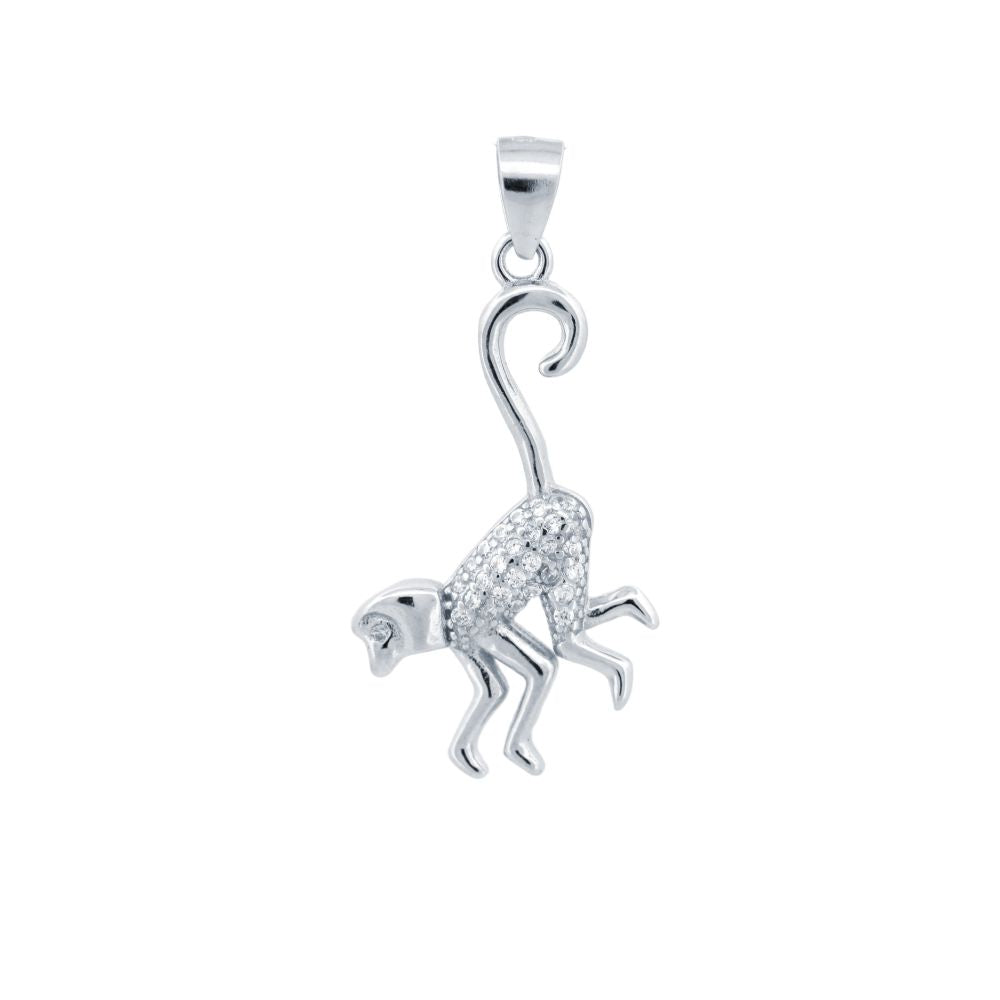 925 Silver Cubic Zirconia Set Monkey Pendant