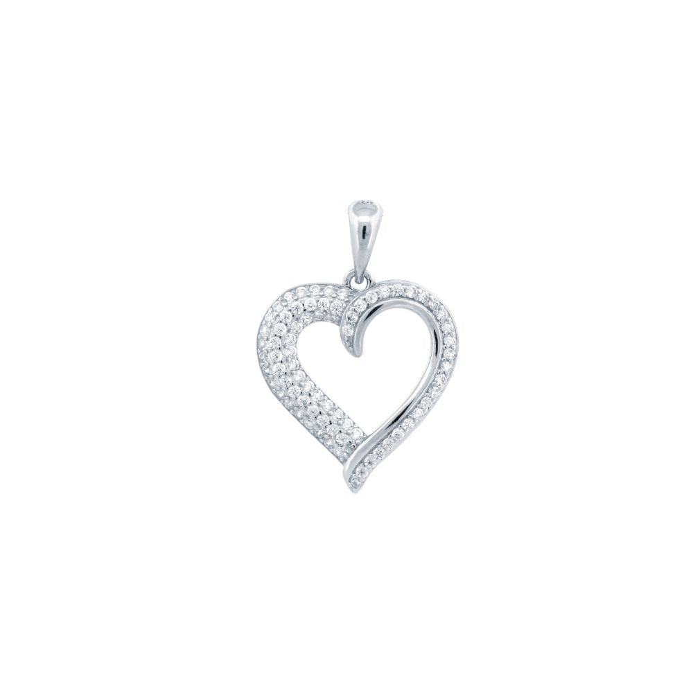925 Silver Cubic Zirconia Set Heart Pendant