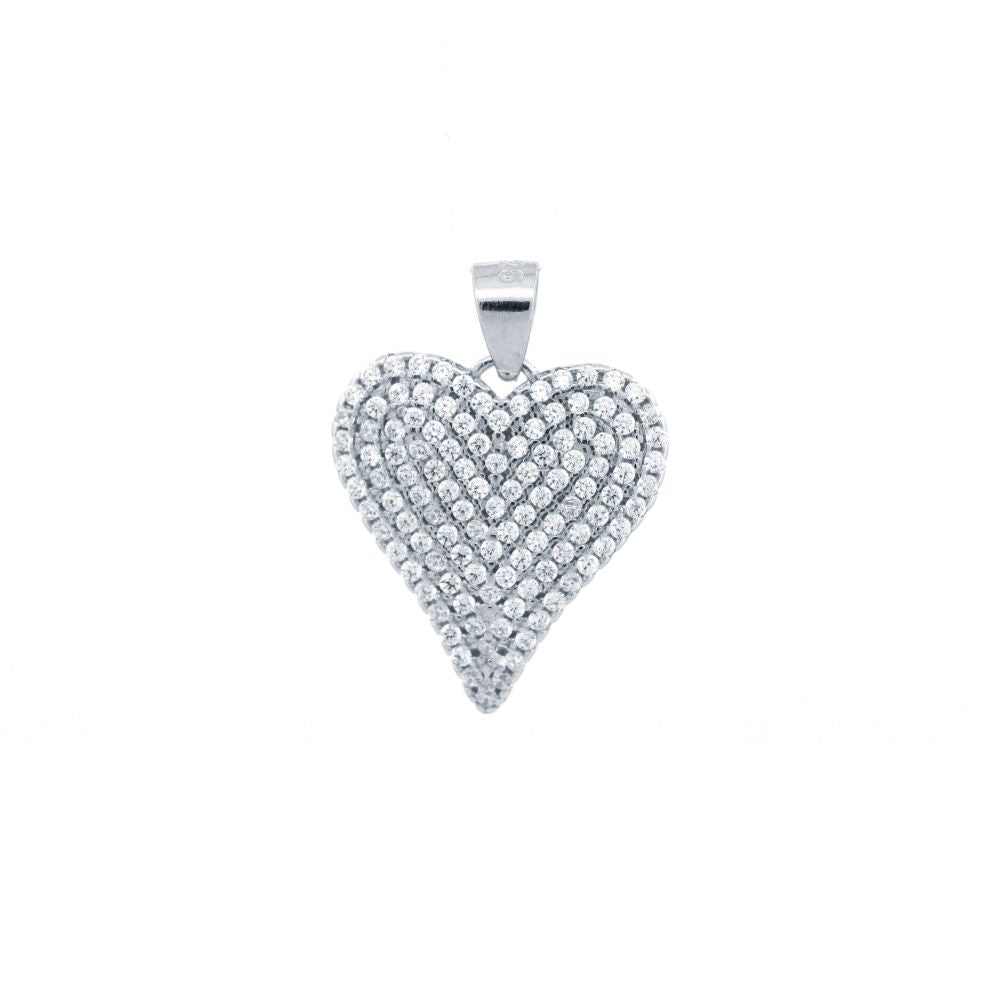 925 Silver Cubic Zirconia Set Heart Pendant