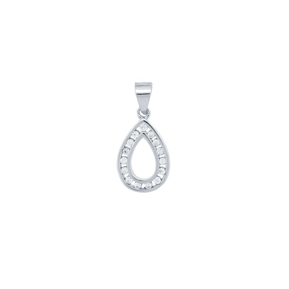 925 Silver Cubic Zirconia Set Tear Drop Pendant